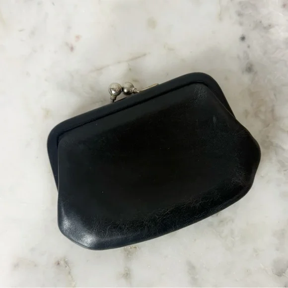 Vintage Coach Kisslock Change Purse Coin Wallet Black Leather 80’s - Picture 2 of 4